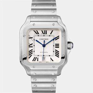 Cartier Silver Stainless Steel Santos WSSA0009 Automatic Women's Wristwatch 39.8 mm
