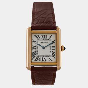 Cartier White 18k Rose Gold Tank Solo W5200024 Quartz Women's Wristwatch 24 mm