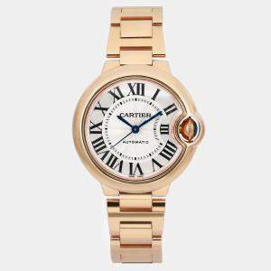 Cartier Silver 18k Rose Gold Ballon Bleu W6920096 Automatic Women's Wristwatch 33 mm