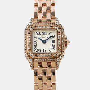 Cartier Silver 18k Rose Gold Panthere De Cartier WJPN0045 Quartz Women's Wristwatch 21 mm