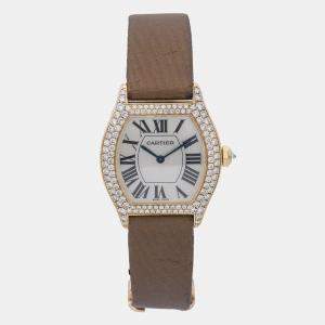Cartier  Tortue WA503751  White Dial 18K Rose Gold Manual Winding Women's Wristwatch 28 mm