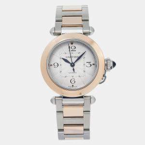 Cartier White 18K Yellow Gold Stainless Steel Pasha W2PA0008 Women's Wristwatch 35mm