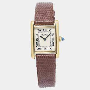 Cartier White Yellow Gold Tank Louis Manual Winding Women's Wristwatch 21mm