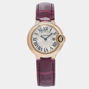 Cartier Silver Rose Gold Ballon Bleu WGBB0007 Automatic Women's Wristwatch 28mm