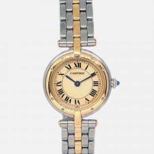 Cartier Panthere Vendome 1057920 Quartz Beige 18k Yellow Gold Stainless Steel Women's Wristwatch 24 mm