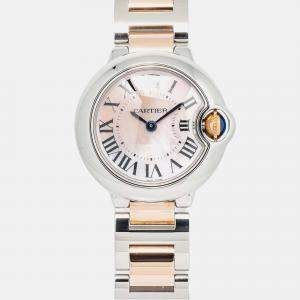Cartier Ballon Bleu W6920034 Automatic MOP 18K Rose Gold Stainless Steel Women's Wristwatch 28 mm