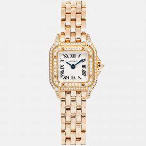 Cartier Mini Panthere WJPN0020 Quartz White18K Yellow Gold Women's Wristwatch 22 mm