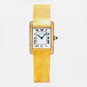 Cartier Tank Louis 7808 White Diamonds 18k Yellow Gold Women's Wristwatch  21 mm