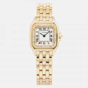 Cartier Panthere WF307089 Automatic White 18k Yellow Gold Women's Wristwatch 22 mm