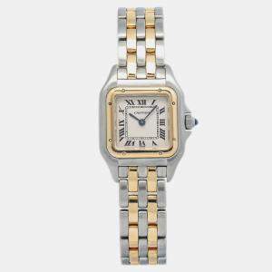 Cartier Panthere W25029B6 Quartz White 18k Yellow Gold Stainless Steel Women's Wristwatch 22 mm