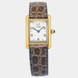 Cartier Vermeil Tank W1008354 Quartz White Gold Plated Women's Wristwatch 20x28 mm