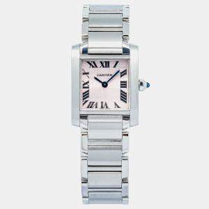 Cartier Tank Francaise W51035Q3 Quartz Pink Stainless Steel Women's Wristwatch 20 mm
