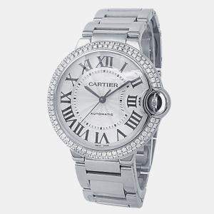 Cartier Ballon Bleu WE9006Z3 Automatic Silver 18k White Gold Diamond Women's Wristwatch 36 mm