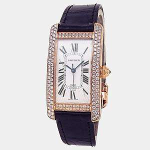 Cartier Tank Americaine WB704751 Automatic Silver 18k Rose Gold Women's Wristwatch 23 mm