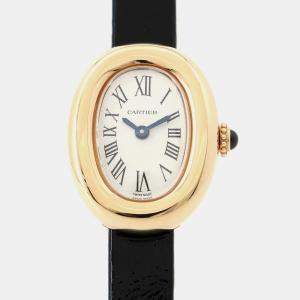 Cartier Baignoire WGBA0017 Quartz Silver 18k Yellow Gold Women's Wristwatch 18 mm