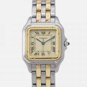 Cartier Panthere W25028B6 Quartz Ivory 18k Yellow Gold Stainless Steel Women's Wristwatch 26.5 mm