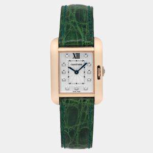 Cartier Tank Anglaise WJTA0007 Quartz Silver 18K Rose Gold Women's Wristwatch 23 mm
