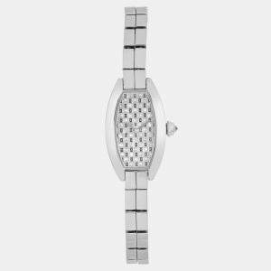 Cartier Lanieres Tonneau WJ2002W3 Quartz Diamond Dial 18K White Gold Women's Wristwatch 16 mm
