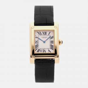 Pre Owned Cartier Tank A Vis W1529451 Automatic Silver 18k Yellow Gold Women’s Wristwatch 27 mm