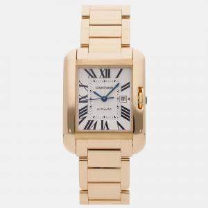 Pre Owned Pre-Owned Cartier Tank W5310015 Automatic Silver 18k Yellow Gold Wristwatch  29 mm