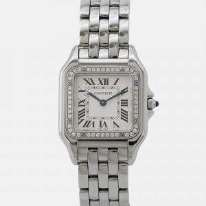 Pre Owned Cartier Panthere De Cartier W4PN0008 Quartz Silver Stainless Steel Women's Wristwatch 27 mm