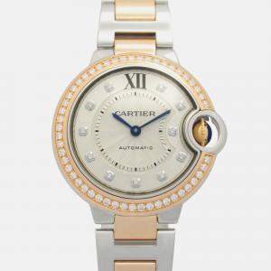 Pre Owned Cartier Ballon Bleu WE902077 Automatic Silver 18k Rose Gold Women's Wristwatch 32.5 mm