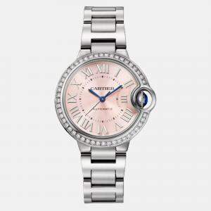 Pre Owned Cartier Ballon Bleu W4BB0037 Automatic Pink Stainless Steel Women's Wristwatch 33 mm
