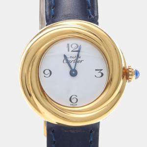 Pre Owned Cartier Trinity W1010844 Quartz Gold Plated Silver Womens Wristwatch 27 mm