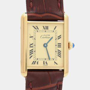 مملوكة مسبقًا Cartier Tank Must W1002753 Quartz Stainless Steel Womens Wristwatch 23.5 mm
