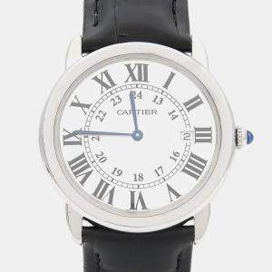 Pre Owned Cartier Ronde Solo W6700255 Quartz Stainless Steel Mens Wristwatch 36 mm