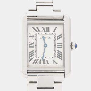 مملوكة مسبقًا Cartier Tank Solo W5200013 Quartz Stainless Steel Womens Wristwatch 24.5 mm