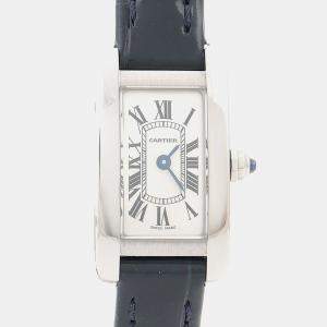 مملوكة مسبقًا Cartier Tank Americaine WSTA0032 Quartz Stainless Steel Womens Wristwatch 15.5 mm