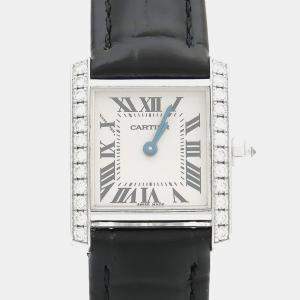 Pre Owned Cartier Tank Francaise WE100251 Quartz White Gold Women's Wristwatch 20.5 mm