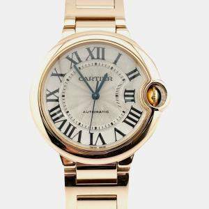 Pre Owned Cartier Ballon Bleu 3003 Automatic Silver 18K Rose Gold Unisex Wristwatch 36 mm