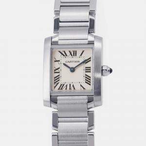 Pre Owned ساعة يد نسائية كارتييه تانك فرانسيز W51008Q3 كوارتز فضية ستانلس ستيل 20 مم