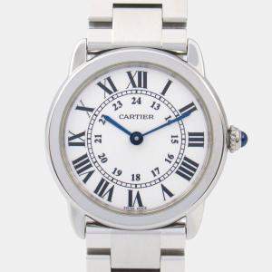 Pre Owned Cartier Ronde Solo W6701004 Quartz White Stainless Steel Women's Wristwatch 29 mm