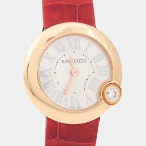 Pre Owned Cartier Ballon Blanc WGBL0002 Quartz White Diamonds Gold Women's Wristwatch 25.5mm