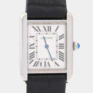 Pre Owned Cartier Tank Solo W1018255 Quartz White Stainless Steel Women's Wristwatch 24mm