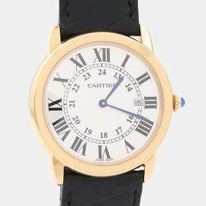 Pre Owned Cartier Ronde Solo W6700455 Quartz White Gold Men's Wristwatch 36mm