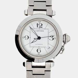 Pre Owned Cartier Pasha C 2324 W31074M7 Automatic White Stainless Steel Women's Wristwatch 35 mm