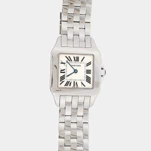Pre Owned Cartier Santos Demoiselle W25065Z5 Quartz White Stainless Steel Women's Wristwatch 26 mm