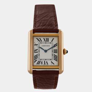 Pre Owned Cartier Tank Solo W5200024 Quartz White 18k rose gold steel Women's Wristwatch 45 mm