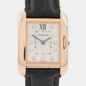 Pre Owned Cartier Tank Anglaise Diamond WJTA0007 Quartz Rose Gold Stainless Steel Women's Wristwatch 22 mm