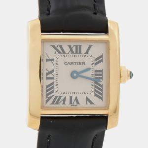 Pre Owned Cartier Tank Francaise W5000256 Quartz Yellow Gold Women's Wristwatch 17.5 mm
