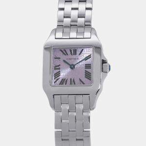 Pre Owned Cartier Santos Demoiselle W2510002 Quartz Purple Stainless Steel Women's Wristwatch 28 mm