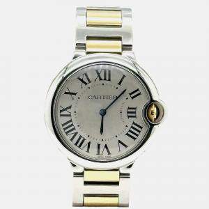 Pre Owned Cartier Ballon Bleu W69008Z3 Automatic Silver 18k Yellow Gold Stainless Steel Unisex Wristwatch 36 mm