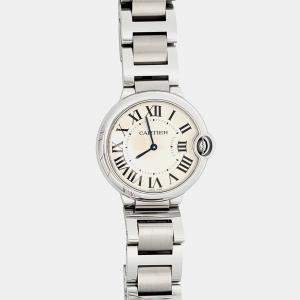 Pre Owned Cartier Ballon Bleu W69011Z4 Quartz Silver Dial Stainless Steel Women's Wristwatch 36 mm