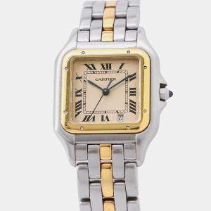 مملوكة مسبقًا Cartier Panthere 83083241 Quartz White 18k Yellow Gold Stainless Steel Women's Wristwatch 26 mm