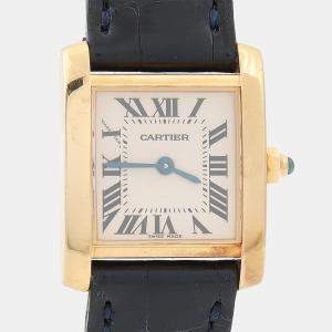 مملوكة مسبقًا Cartier Tank Francaise W5000256 Quartz White 18K Yellow Gold Women's Wristwatch 25mm