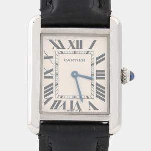 مملوكة مسبقًا Cartier Tank Solo W5200013 Quartz White Stainless Steel Women's Wristwatch 31mm